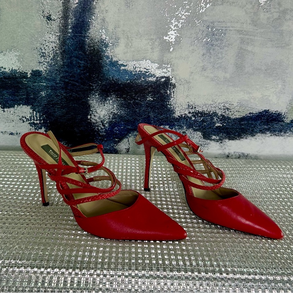 White House Black Market Red Strappy Heels